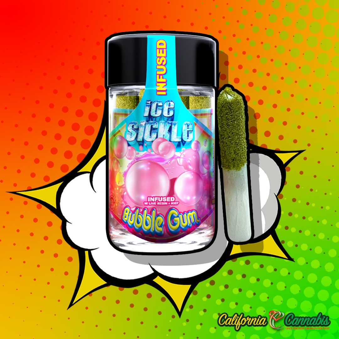 Bubblegum Hybrid Pre-Rolls 5 Pack Glass Jar Ice Sickle Edition