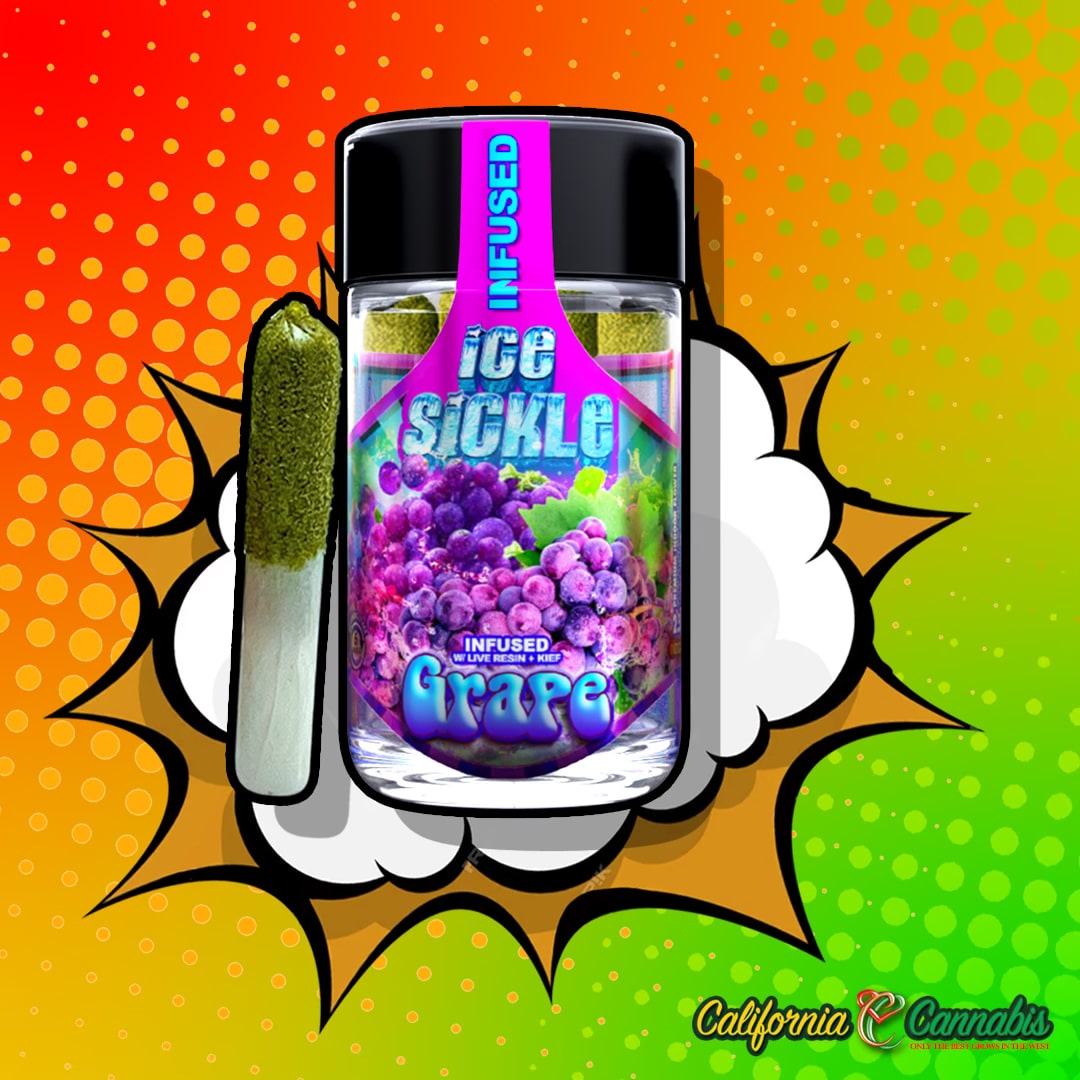 Grape Hybrid Pre-Rolls 5 Pack Glass Jar Ice Sickle Edition